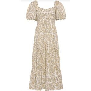 Anna Cate Mae Beige Neutral Floral Puff Sleeve Dress Sz. XS
